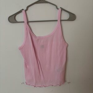 old navy pastel pink ribbed lettuce edge cami tank top.💕
